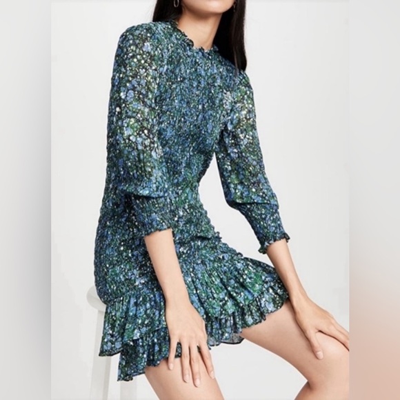 VERONICA BEARD Farha Smocked Short Dress - Picture 3 of 11